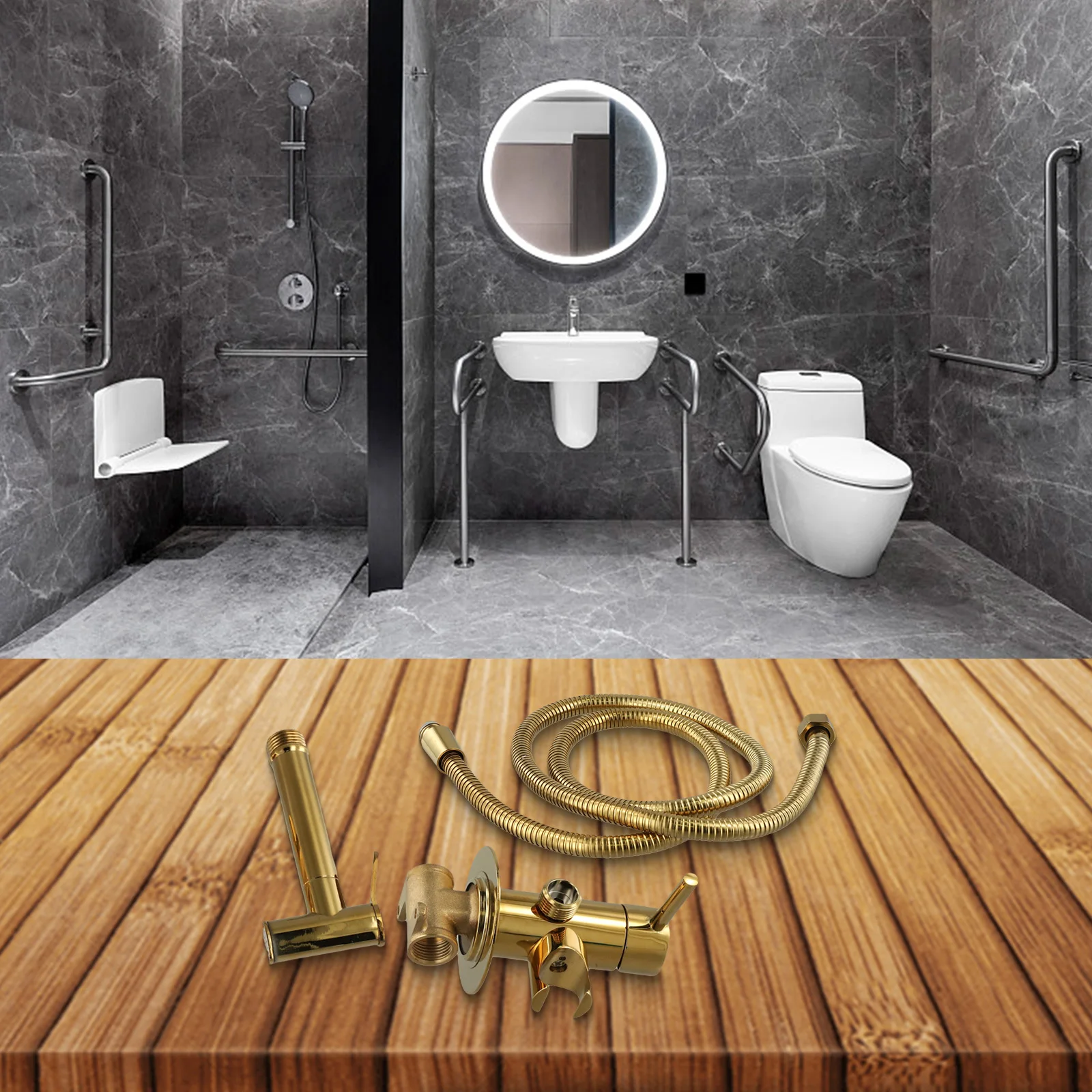 Bathroom Toilet Chrome Shower Toilet Bidet Single Handle Bidet Adjustable Water Pressure Long Lifespan Versatile Use