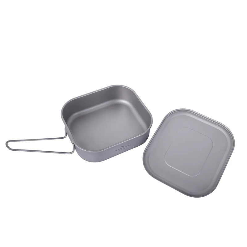 رحلة لا حدود لها 1000 مللي التيتانيوم العسكرية فوضى القصدير مع مقبض قابل للطي التخييم في الهواء الطلق Bushcraft تجهيزات المطابخ علب الاغذية وعاء عموم #4