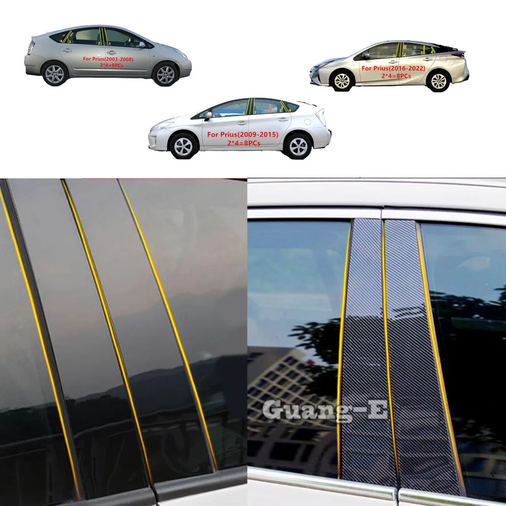 For Toyota Prius XW20 XW30 2003-2022 Car PC Material Pillar Post Cover Trim Door Trim Window Molding Sticker Decoration Plate