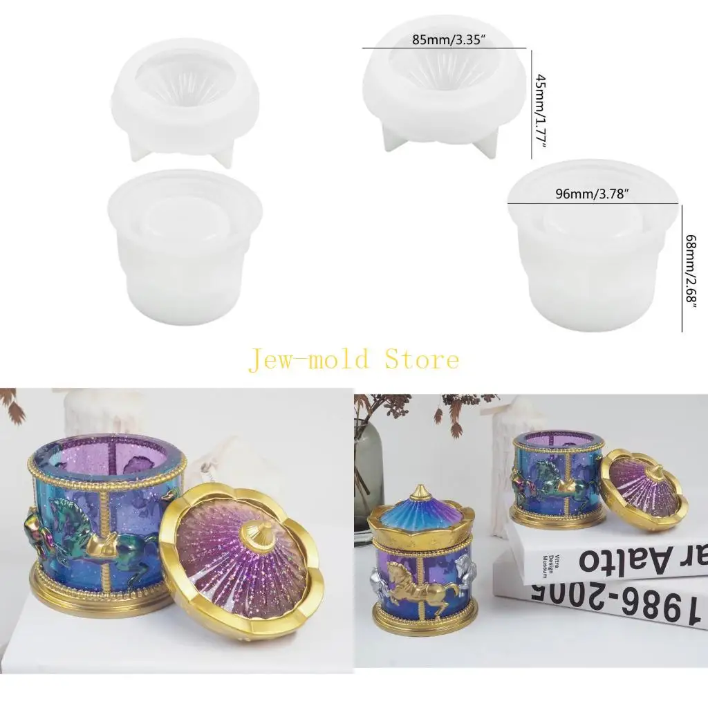 

C71B Crystal Carousel Jewelry Storage Jar Mold Cup Storage Box Silicone Mold