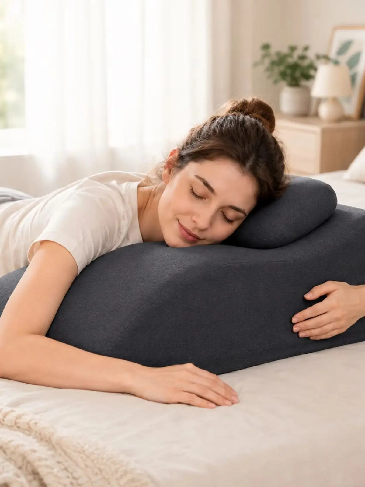 Poduszka z pianki memory foam w kształcie klinu, ergonomiczne wsparcie dla pleców, szyi, nóg i łagodzenie przełykania kwaśów, pokrowiec nadający się do prania w pralce, idealny prezent do domu. — 2