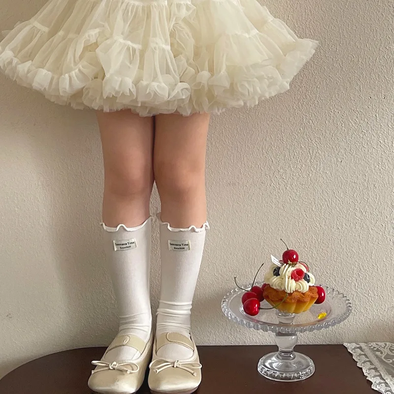 

MILANCEL New Summer Kids Calf Socks 3-8T Sweet Solid Color Girls Knee-high Socks 8 Colors Children Straight Socks Baby Cute Sock