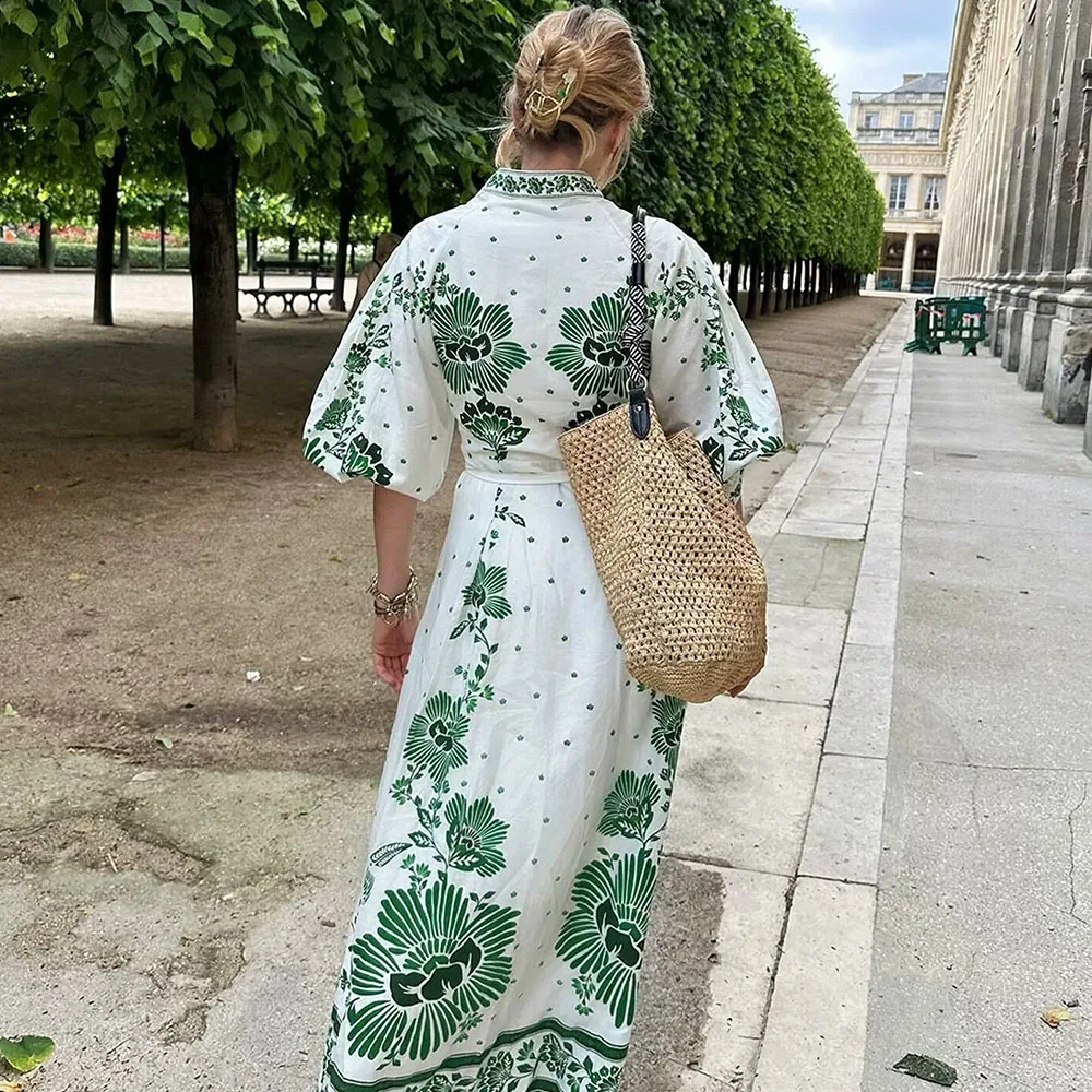 2024 Summer New Fashion Women\'s Casual and Elegant Design Sense European and American Style Printed Long sleeved Dress