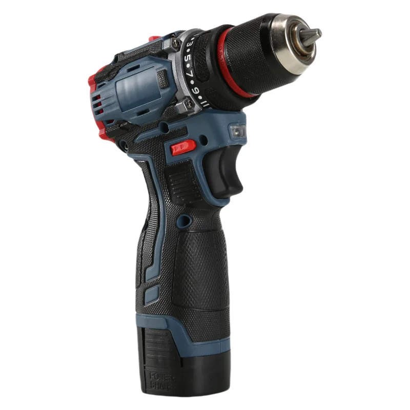 Juego de taladro eléctrico inalámbrico de 16V, fuente de alimentación de carga, portabrocas sin llave, 2 velocidades variables, 40 Uds. De brocas, luz de trabajo integrada