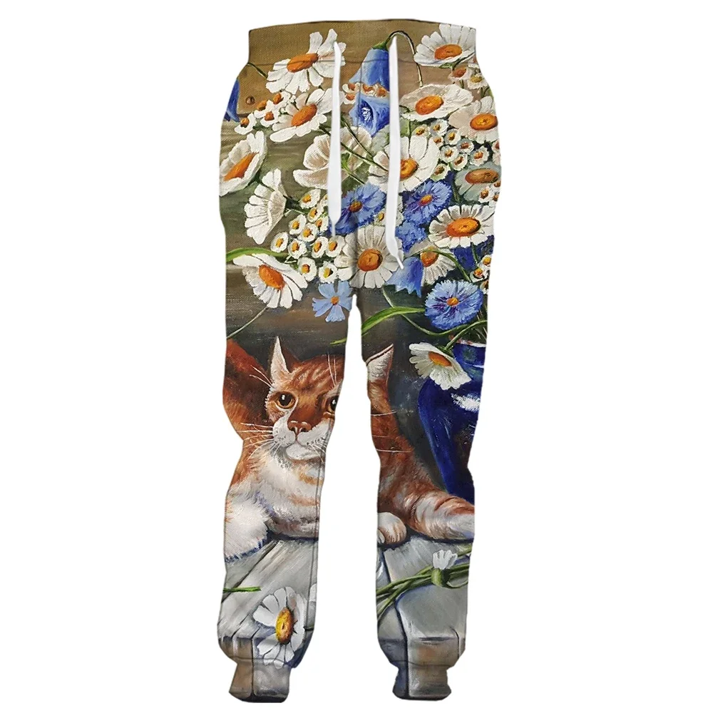 HX 3D プリントファッション動物パンツ Cartroon 熱帯植物の葉ヒョウスポーツウェアカジュアルスウェットパンツ原宿男性服