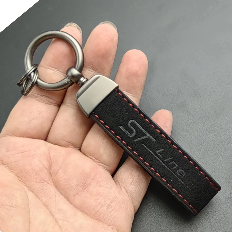 New Decorations Car Suede Leather Keychain STline ST Logo Keyring ST Line Key Chain