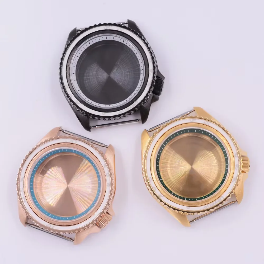 

41mm Watch Case Black/blue/sky blue/white/green/brown Chapter Ring Fit NH35 NH36 Movement 3.8 Crown Sapphire Glass