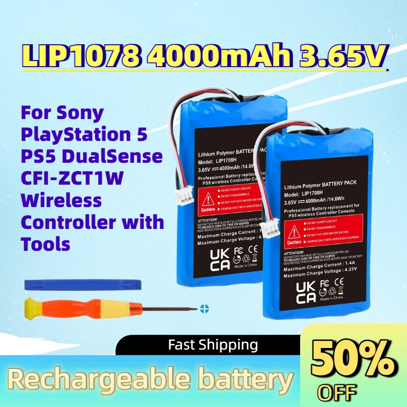 LIP1078 4000mAh 3.65V PS5 Li-ion Battery for Sony PlayStation 5 PS5 DualSense CFI-ZCT1W Wireless