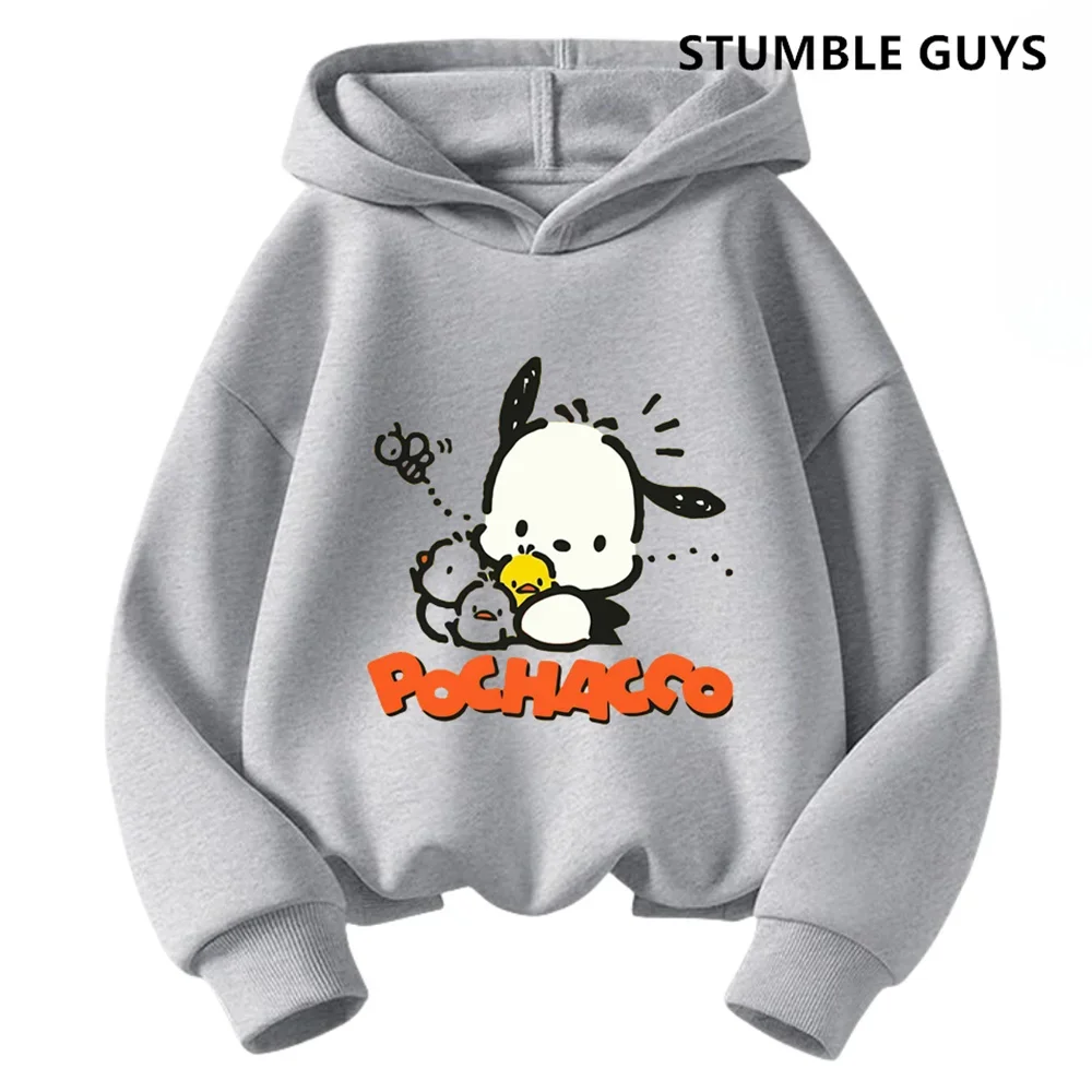 Fahion Pochacco Trucksuit Cartoon Boys and Girls 3-14 Years Old Kawaii Street Casual Sweatshirt Children\'s Sports Hoodie Set