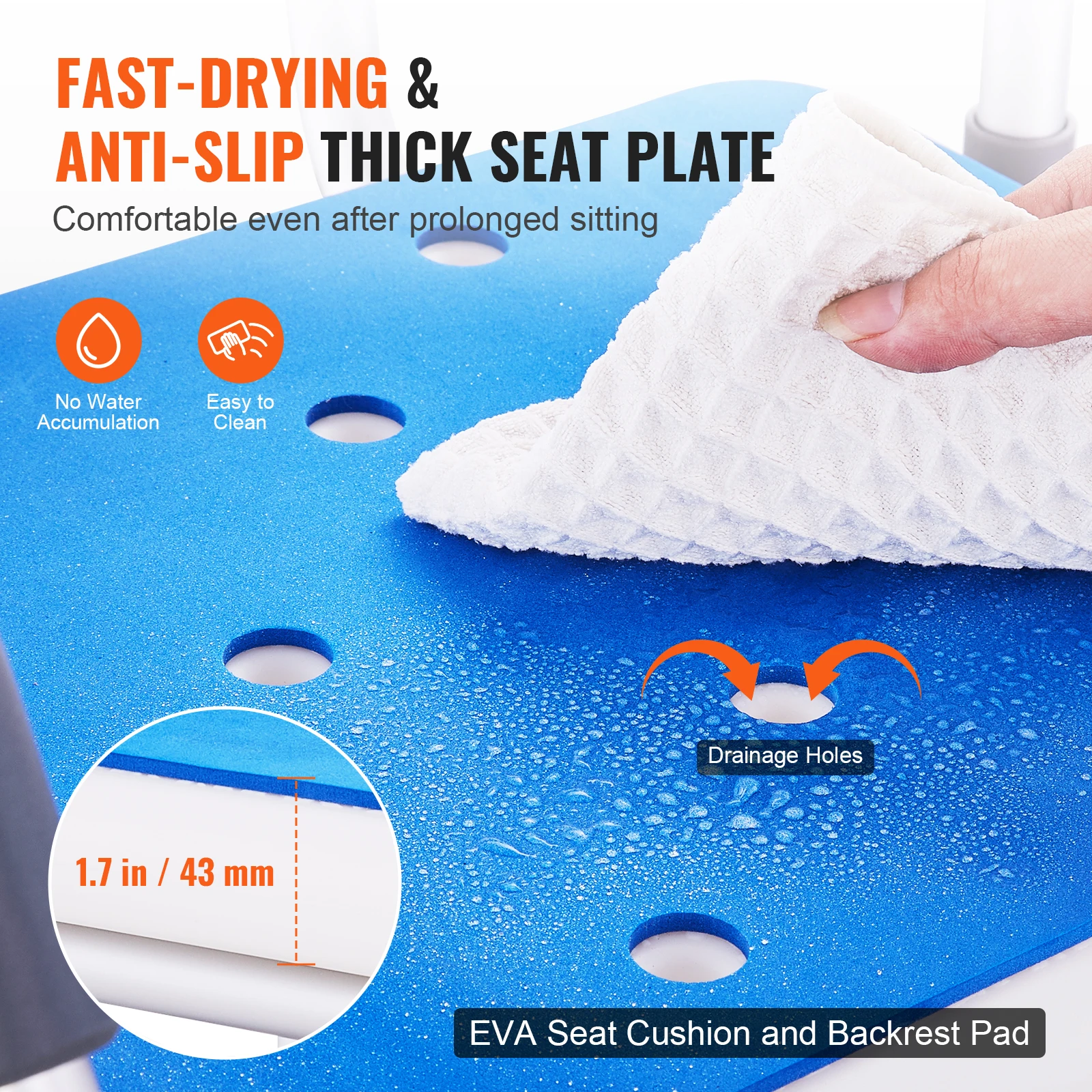 SucceBuy Swivel Shower Chair 360 Degree Adjustable with Armrest and Backrest for Shower or Bathtub Non-Slip for Elderly Disabled image 5