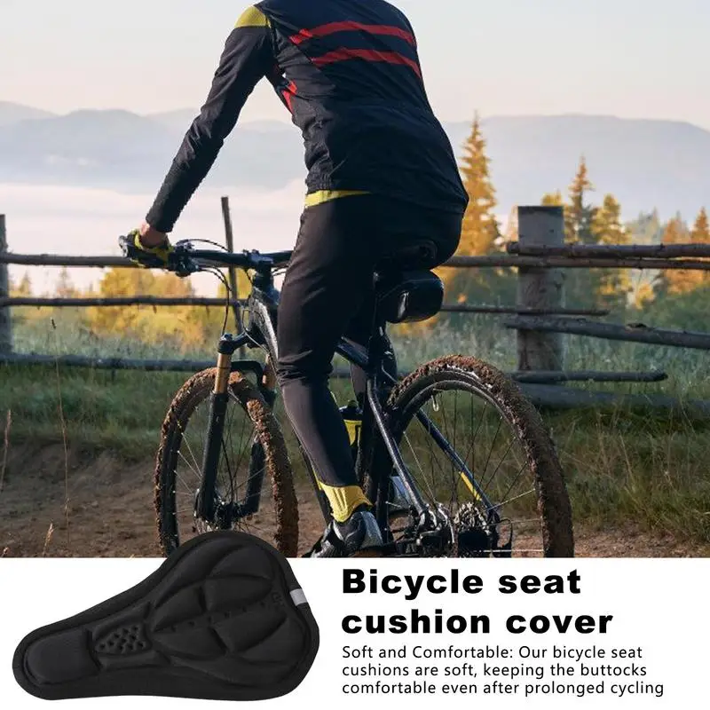 Mountain Bike 3D Saddle Cover Thick Breathable Super Soft Bicycle Seat Cushion Silicone Sponge Gel Soft  Bike Saddles