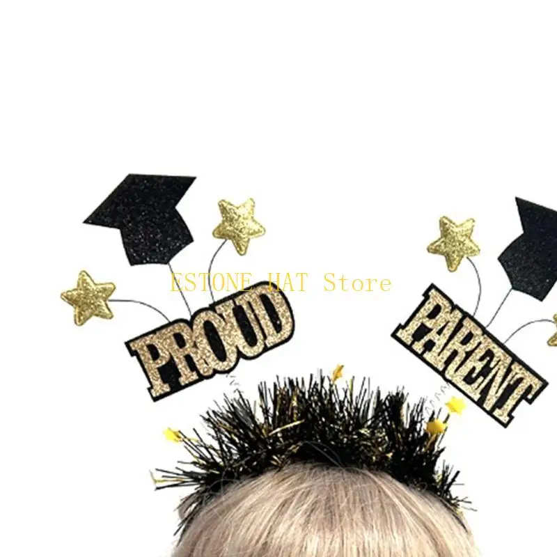 

49MF College Bachelor Hat Mini Headwear Graduation Hat GRAD with Golden Tinsel