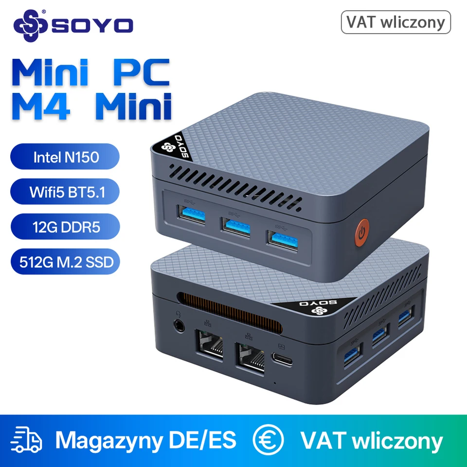 SOYO Mini PC M4 Mini Intel Twin Lake-N150 CPU 12GB DDR5 4800MHz M