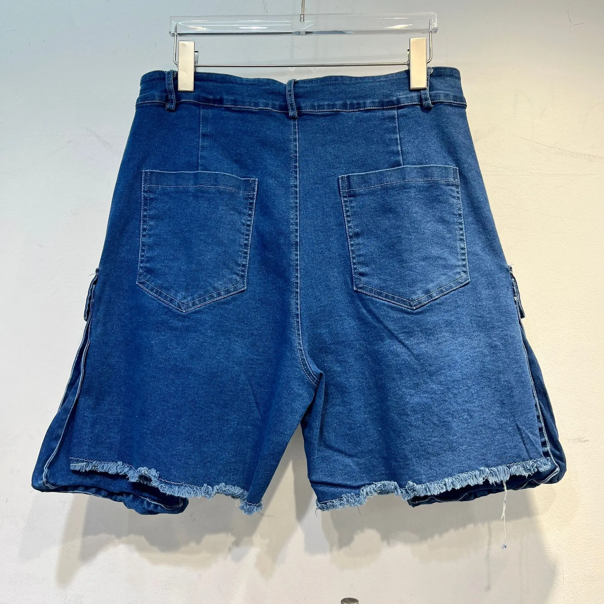 Design Sense Heavy Industry Color Diamond Denim Shorts Women's Summer New High Waist Loose Wide Leg Booty Shorts