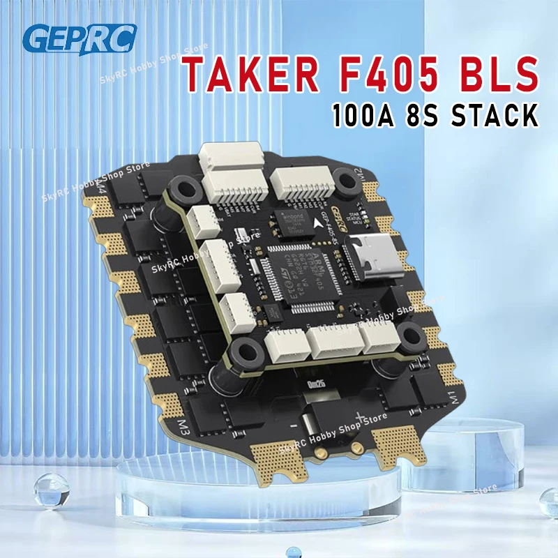 

GEPRC TAKER F405 BLS 100A 8S Stack-4IN1 ESC,16M Black Box, ICM42688-P Gyro,Dual 12V/5V 3A BEC,Integrated LC Filter RC FPV Parts