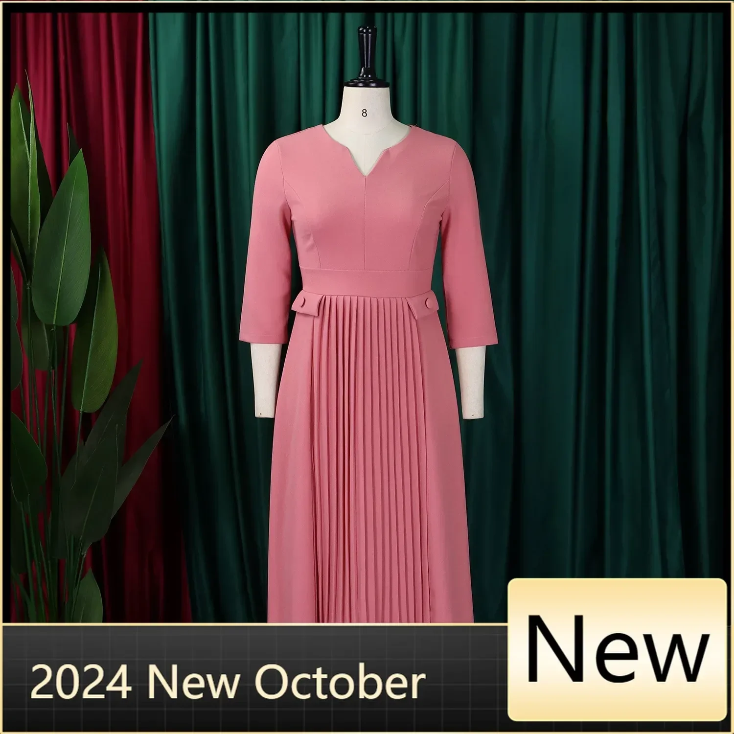 

Customized Dashiki African Dresses for Women Elegant African 3/4 Sleeve V-neck Party Evening Midi Dress Outfits African Clothes