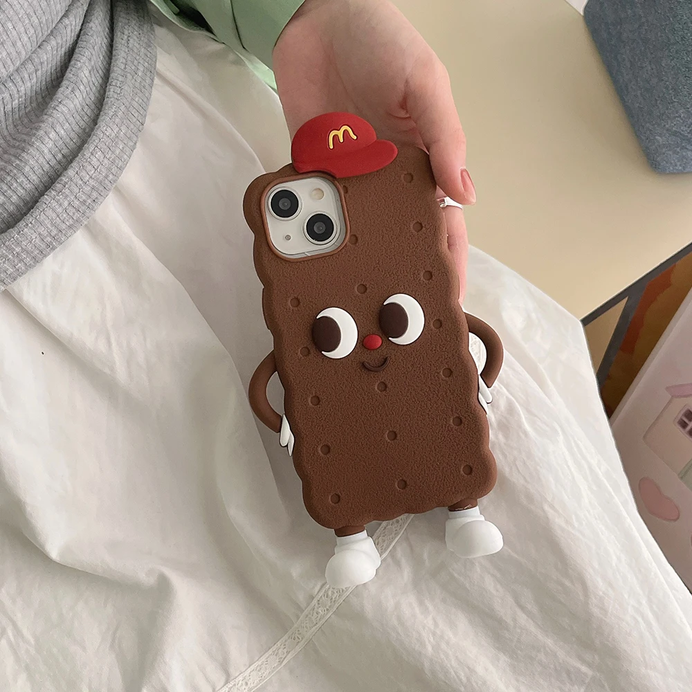 Kawaii 3D Japan Ins Chocolate Toast Cookies Weiche Silikon Handyhülle Stoßfeste Abdeckung für iPhone 16 15 14 13 12 Pro Max – Detail 7