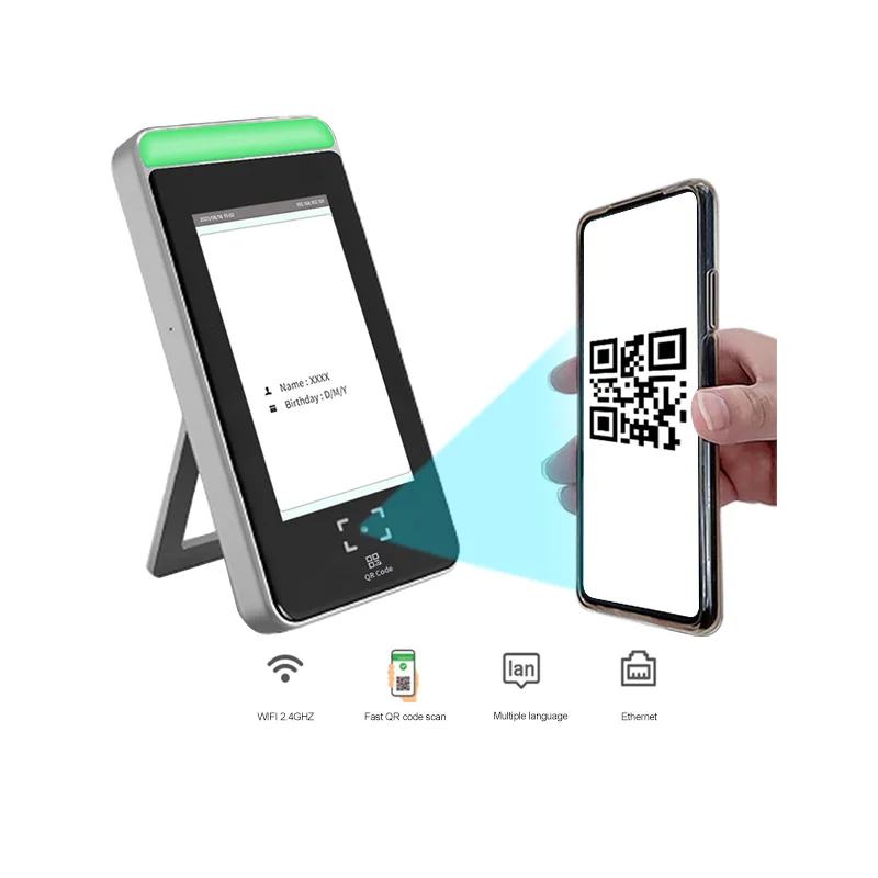 Wi-fi qr code scanner qr code scanner machine with temperature green pass scanner