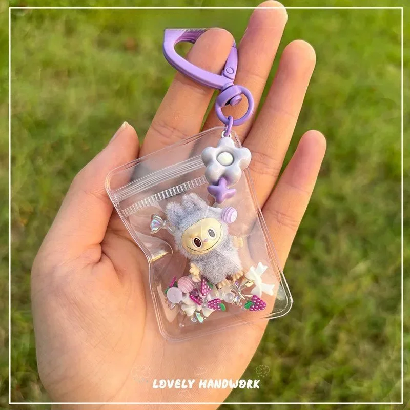 New Erchuang Plush Mini Labubu Rubble Vinyl Cute Grain Baby Walk Bag Mobile Pendant Cute Keychain Gift