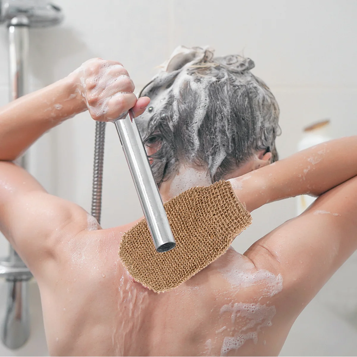 

2Pcs Back Scrubber Gloves Exfoliating Bath Bands for Shower Hemp Fiber Double-Sided Wash Strap Body Scrubbing Tool