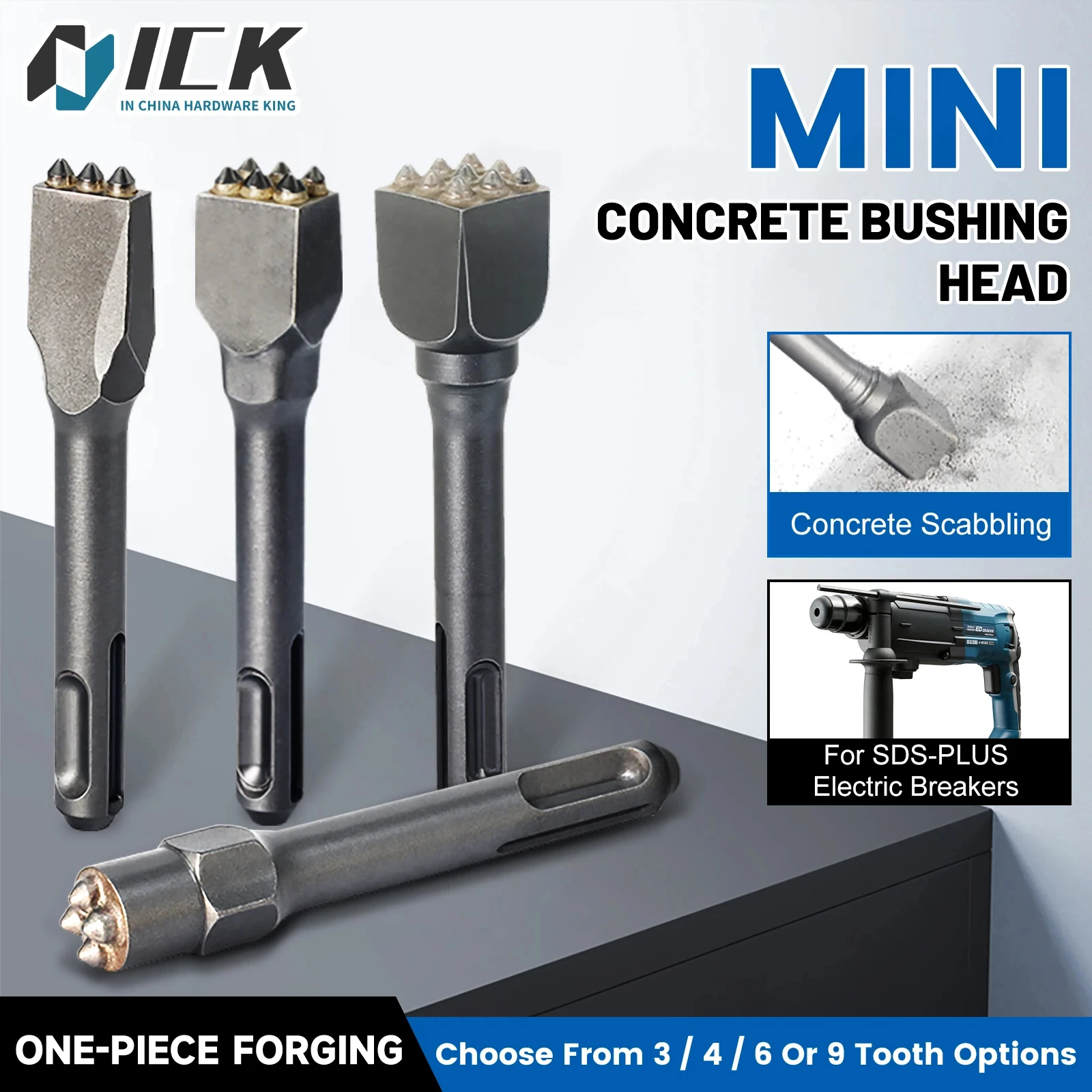 

Головка бетонной втулки Mini SDS-PLUS для подкачки и подготовки поверхности — компактная цельная ковка с 3/4/6/9 зубьями