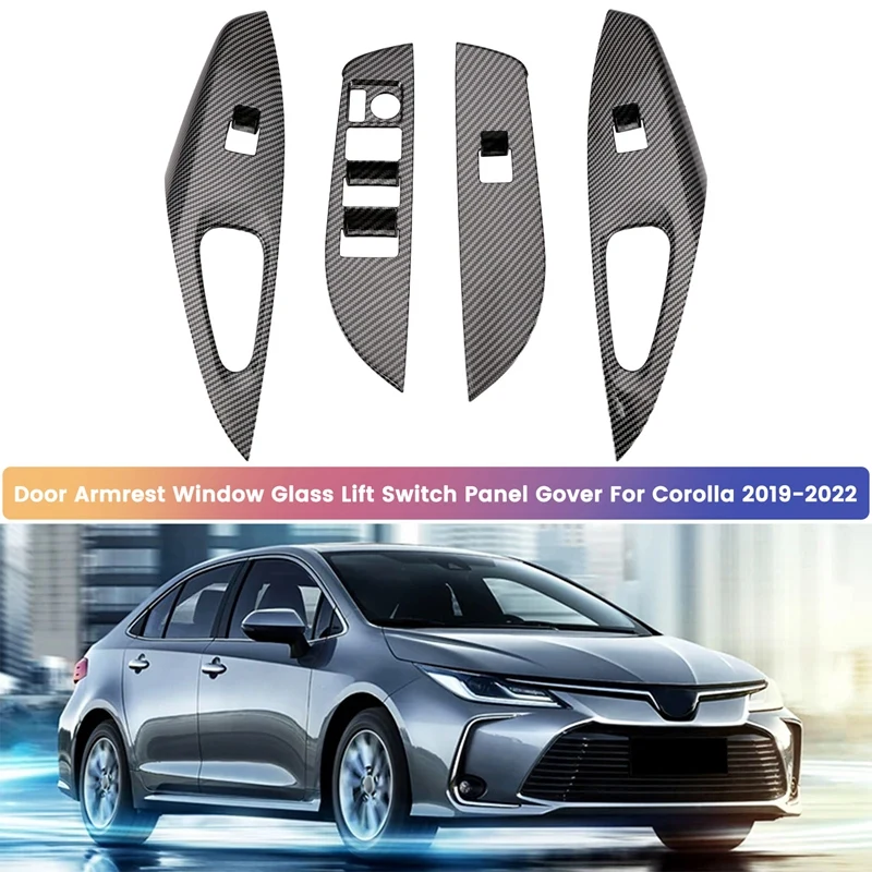 Car Door Armrest Window Glass Lift Button Control Switch Panel Cover For Toyota Corolla 2019-2022