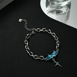 Retro Black Zircon Star Bracelet For Women Men Trend Titanium Steel Punk Nk Chain Unisex Jewelry New Couple Accessories