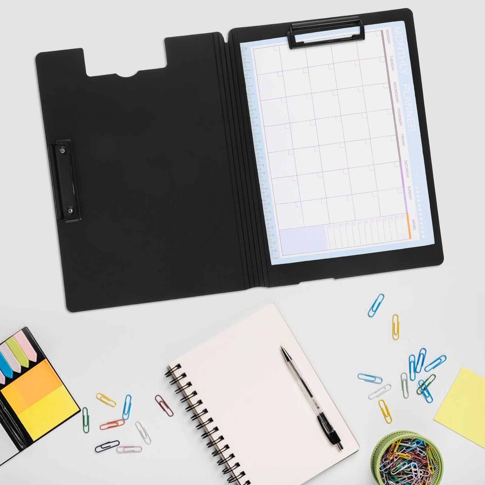 

6 Pcs Folder Board Document Clipboard Storage with Pen Holder File Cover Clips Double Folio Covered
