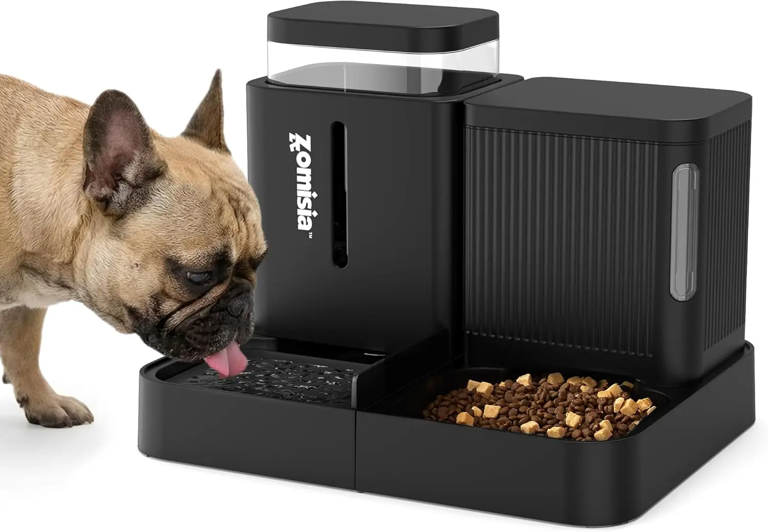 

2 in 1 Automatic Dog Feeder and Water Dispenser, Rotatable Large Capacity for Small Dogs Puppy, Black, 2 Pack