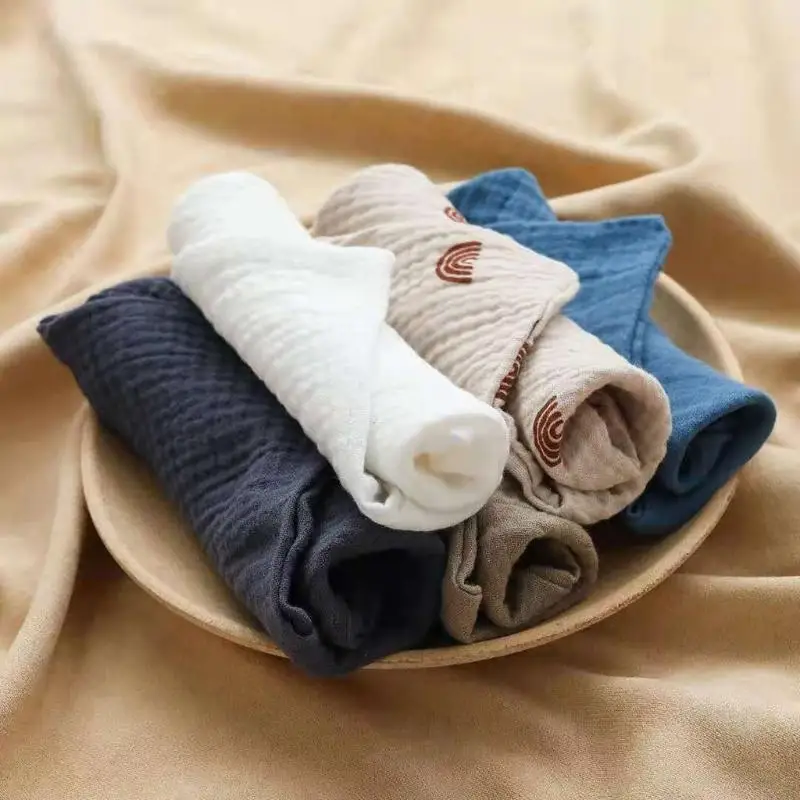 A5YC 5 PcsWashcloth Facecloth Handkerchief Muslin Cloth Feeding Bib Infant Wash Hand Face Wipes Baby Cotton Square Towels