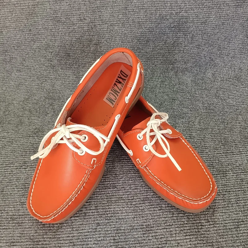 2026 جلد طبيعي قارب الأحذية الأحذية الرجال حذاء كاجوال Handsewn العلامة التجارية الفاخرة المتسكعون الرجال الأخفاف الجلدية الحبوب الكاملة #6