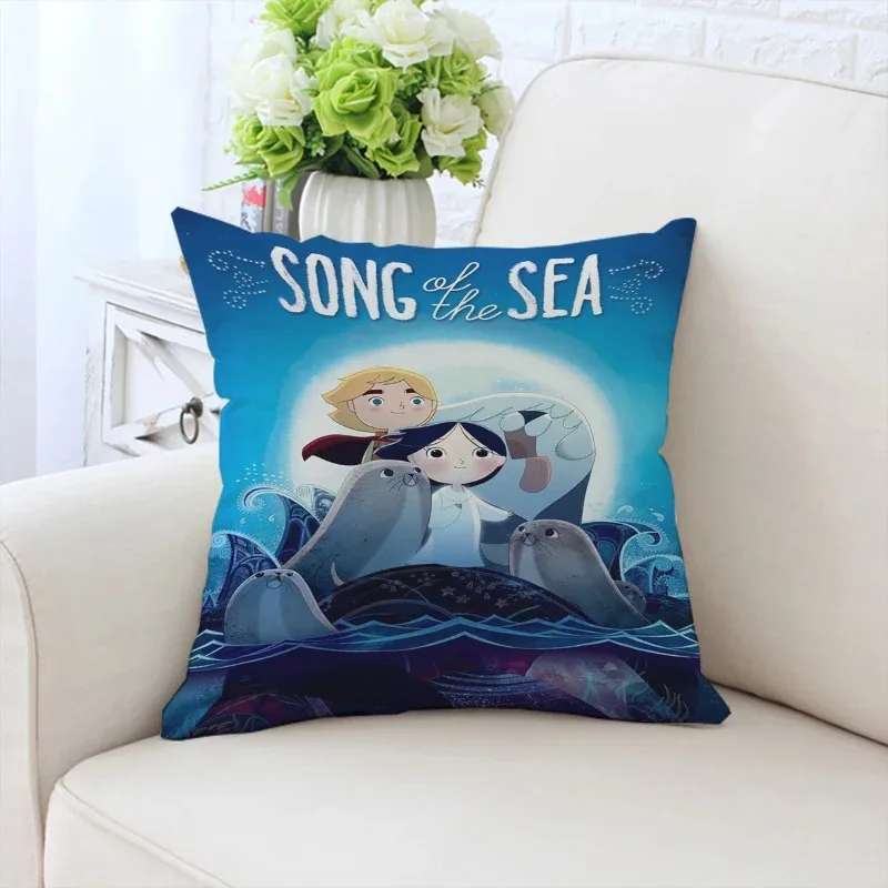 40x40cm pillowcase anime Song of the sea cute  printed sofa cushion cover headboard backrest chair backrest