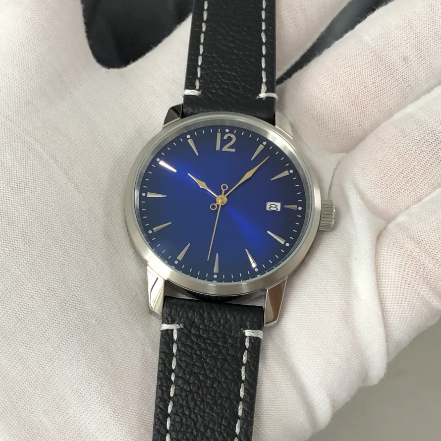 2026 40mm No Logo CN NH35 Watch Waterproof 10Bar Automatic Mechanical Movement Calendar Window  Gradient Blue Dial Men's Watches
