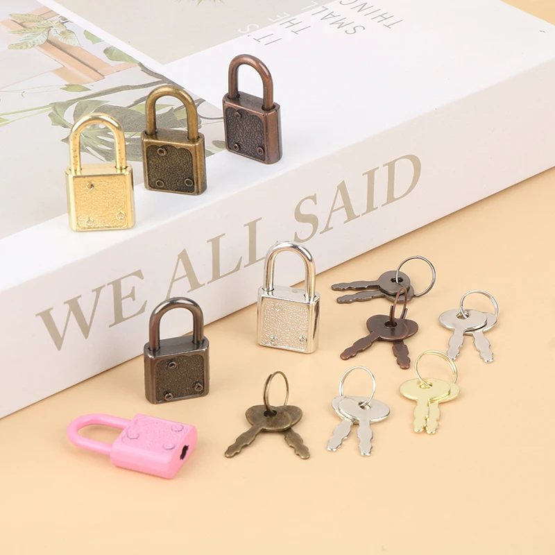 1Set Rectangle Padlocks Mini Luggage Hardware Locks With Key Lock For Travel Wedding Jewelry Box Diary Book Suitcase