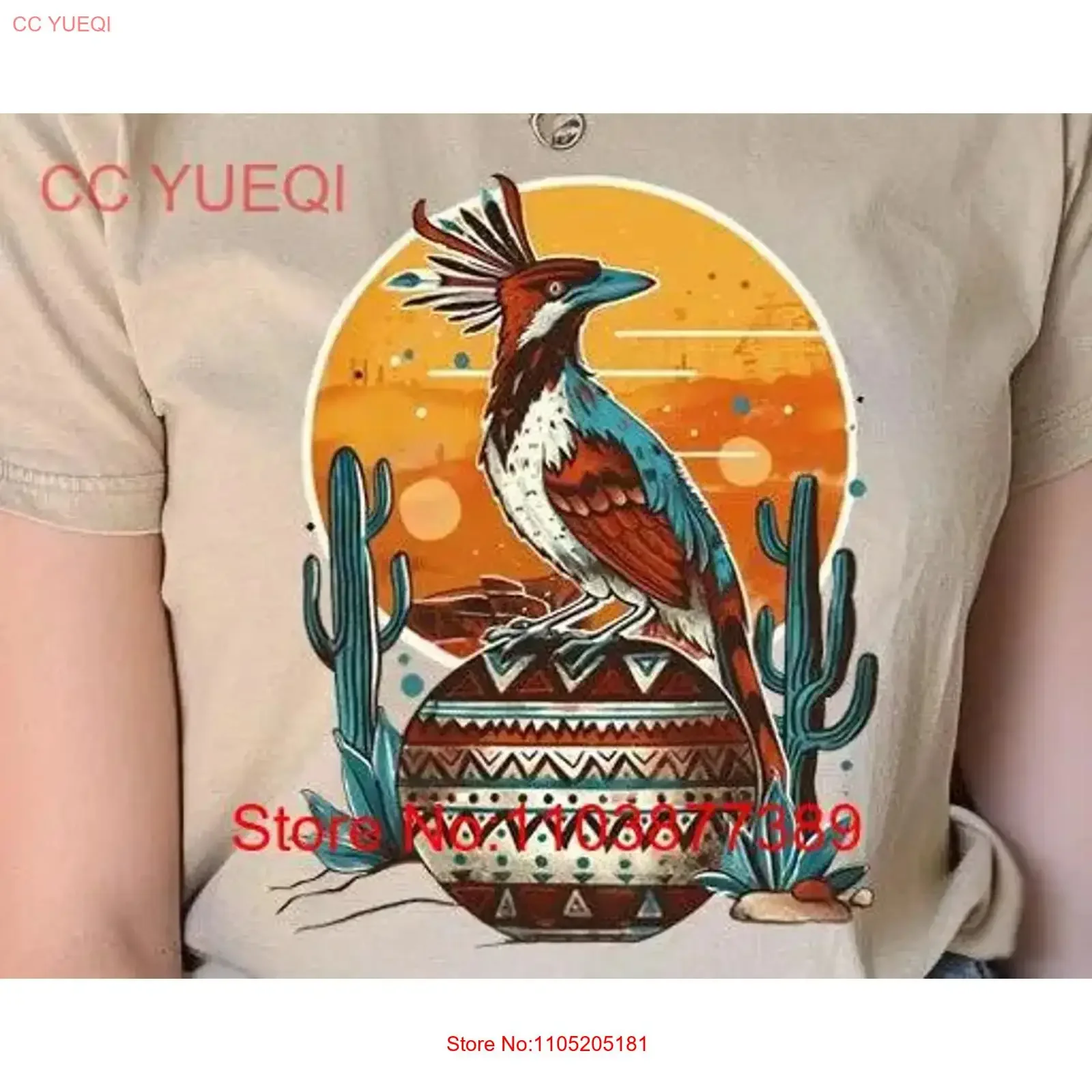DeserT T Shirt Roadrunner Tribal Design Boho Southwestern Western Oversized Aesthethic Unique Cactus vintage Washed Slightly