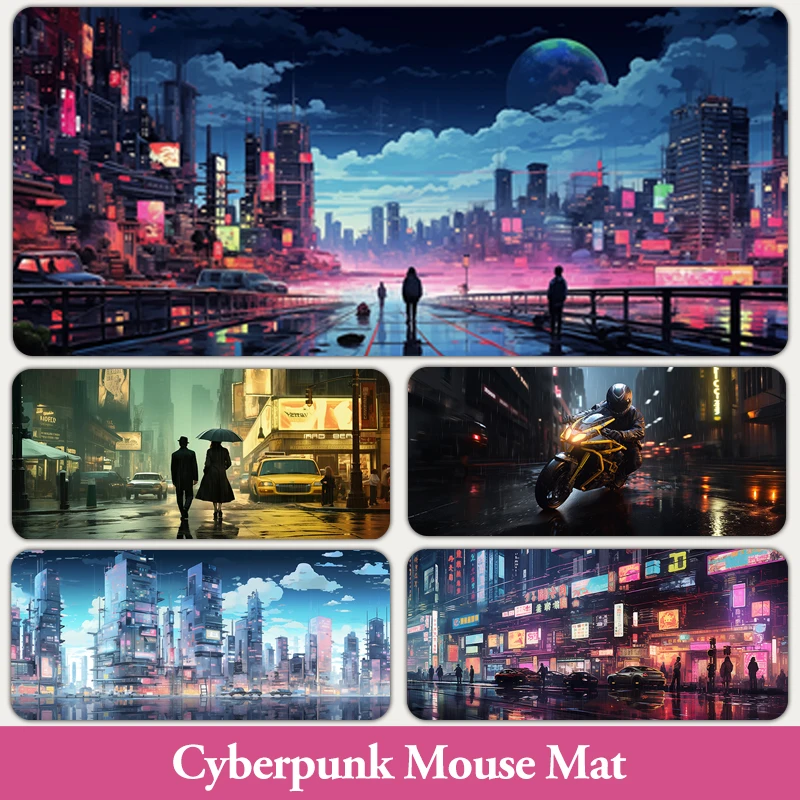 surrealismo neoprene rubber mouse pad com top fabric cyberpunk game mat cobertura de mesa tamanho grande 900x400 mm 800x300 mm 800x300 mm 01