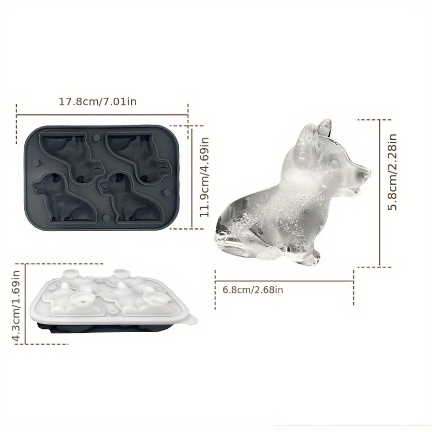 1 шт. форма для кубиков льда для собаки корги, силиконовый лоток для шариков льда, форма для мороженого, поделки для домашних шариков льда, подходит для , K