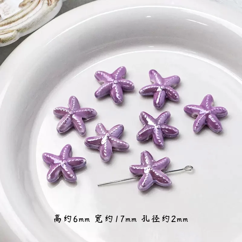 Purple Series Japanese Ceramic Beads DIY Handmade Small Fish Mushroom Rabbit Design Craft Material for Jewelry Making