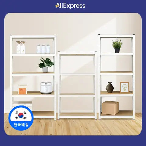 EASY LIFE 무볼트 조립식 앵글 선반 베란다 펜트리 경량랙 철제선반 수납 진열대 4단 5단