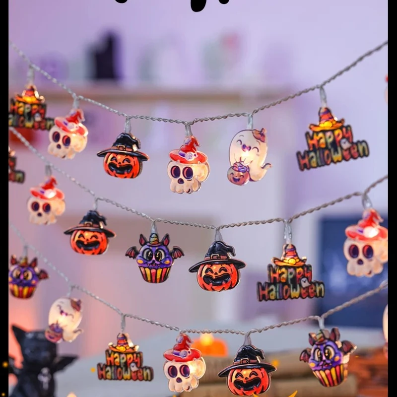 Halloween Pumpkin Skull String Lights – Outdoor Fairy Light Decor for Bar Kindergarten, Festival Atmosphere Lighting Setup