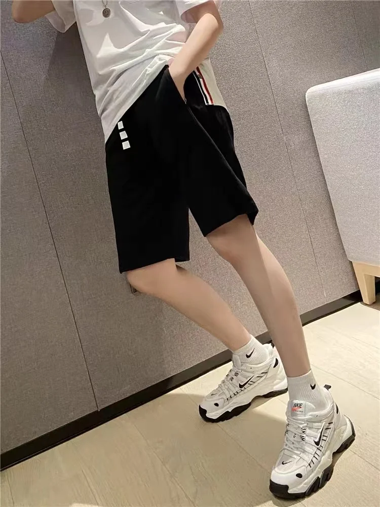 Classic Tb Webbing Women Shorts Summer New Loose Four-bars Couples Wear Casual Straight Five-point Pants Tide Brand 2023