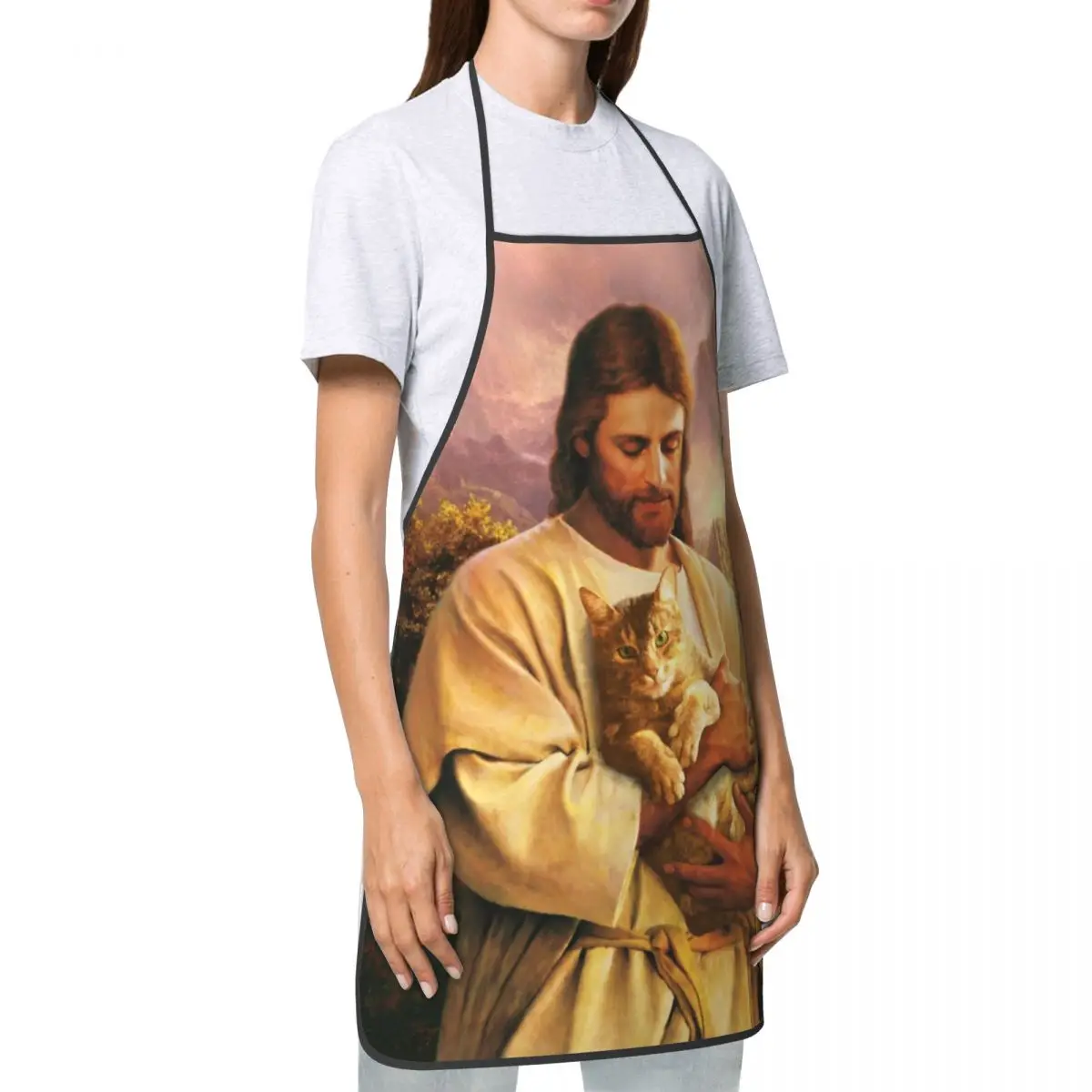 The Cat Of Jesus Christ Funny Apron Men Women Adult Unisex Kitchen Chef Bib Tablier Cuisine Cooking Baking Painting