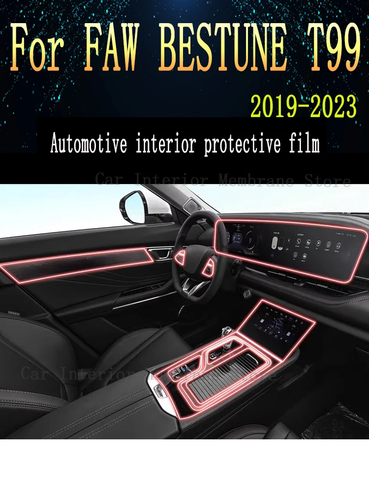 

For FAW BESTUNE T99 2023 Navigation Center Console Gear Panel Screen TPU Car Interior Protective Film Anti-Scratch Sticker