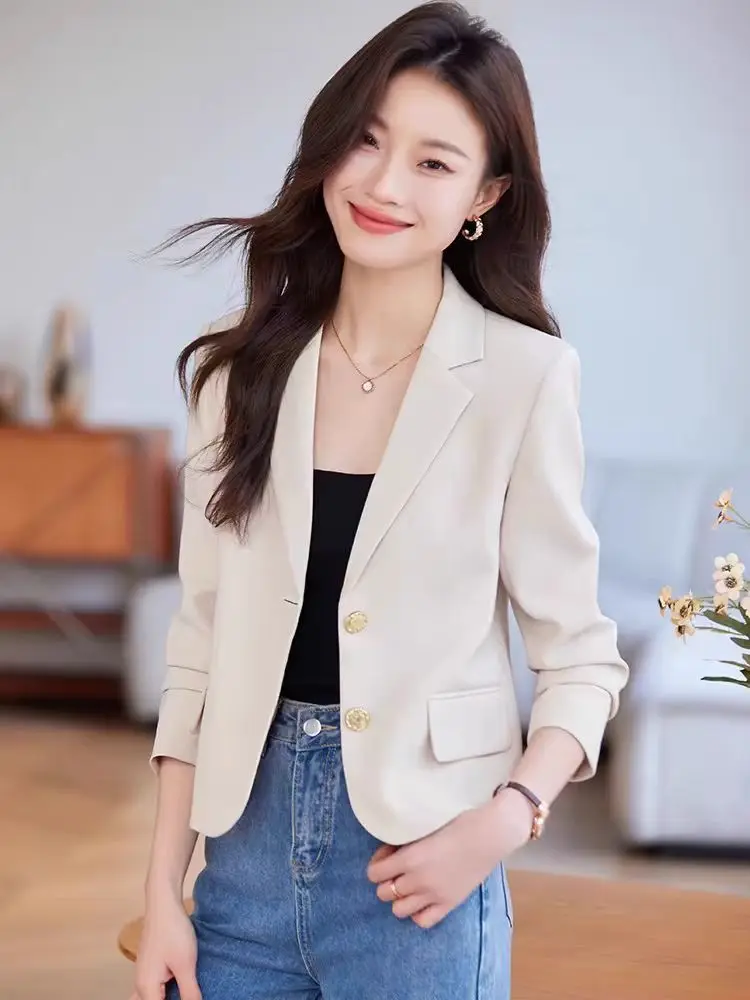 Luxury Women Blazer Tailored Jackets Black Suit Long Sleeve Buttons Spring Autumn Coats Office Ladies Clothing Blouse High-end