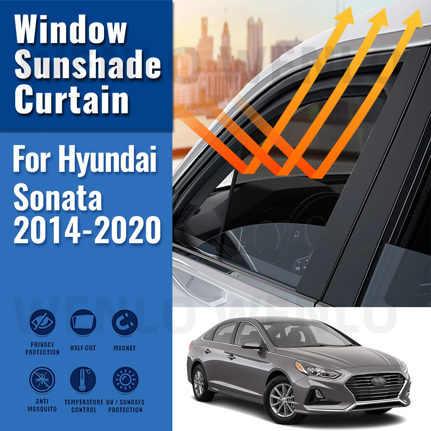 

For Hyundai Sonata 9 LF 2014-2020 Magnetic Car Sunshades Front Rear Windshield Blind Curtain Baby Side Window Sun Shade Visor