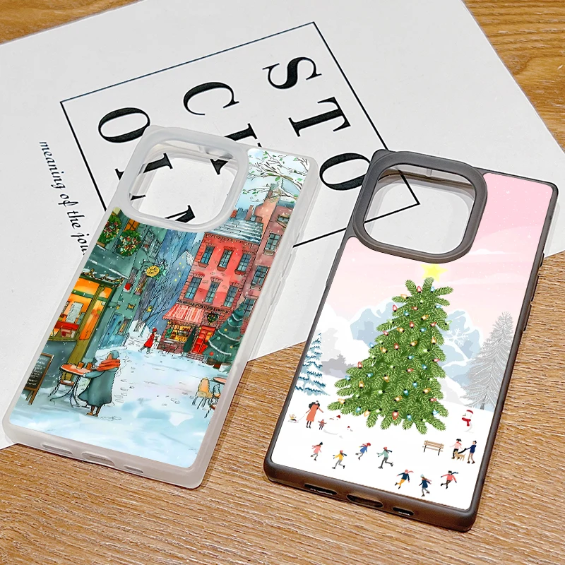 Custodia per telefono in TPU morbido natalizio invernale per iPhone 17 16 Pro 13 14 12 15 Pro Max 16 Plus Air 11 Cover posteriore rettangolare trasparente