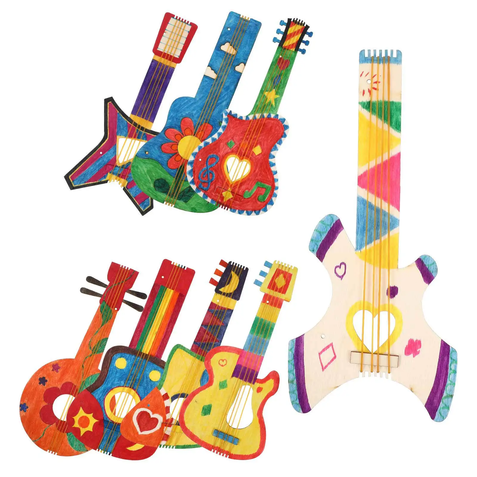 

8Pcs Blank Unfinished Wood Guitar Cutouts Craft Supplies for Birthday Party Wedding Music Decorations Unfinished Wood Cutouts