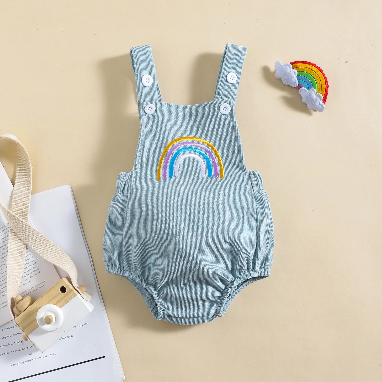 Summer Baby Girl Baby Soft And Comfortable Simple Beautiful Red And Blue Two-Color Rainbow Strap Clothing