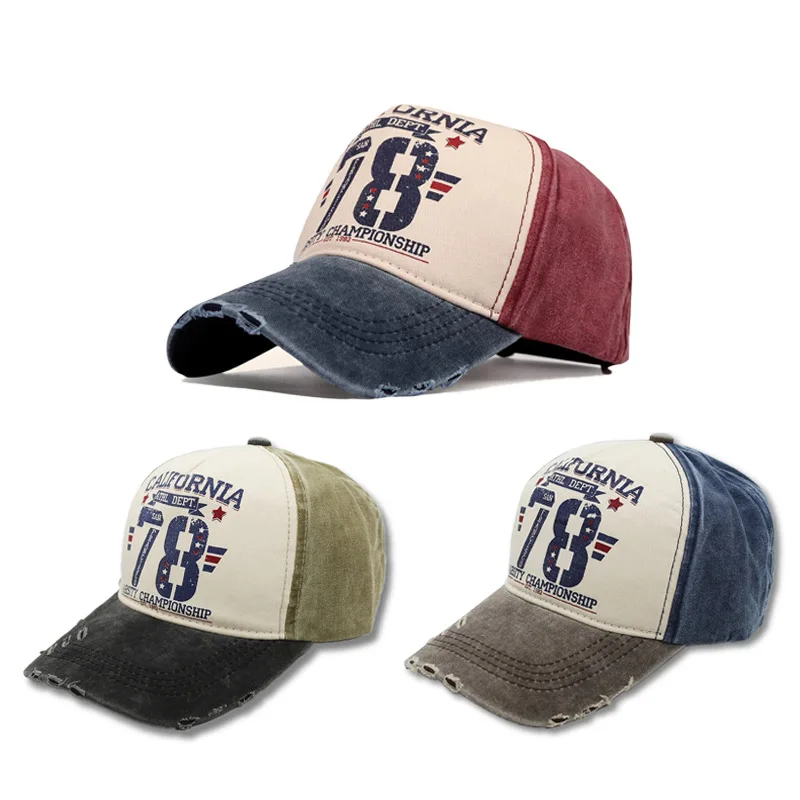 Hip-Hop Fashion Trend Baseball Cap Personalized Vintage Spliced Printed Number Hat Casual Sun Protection Cap for Men Women