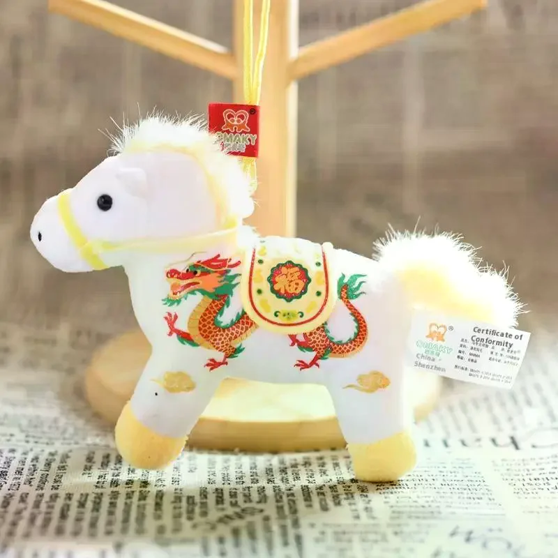 Simpatico pony portachiavi in peluche cartone animato bambola di pezza giocattolo zodiaco cavallo ciondolo borsa decorazione appesa portachiavi per auto regali di Capodanno